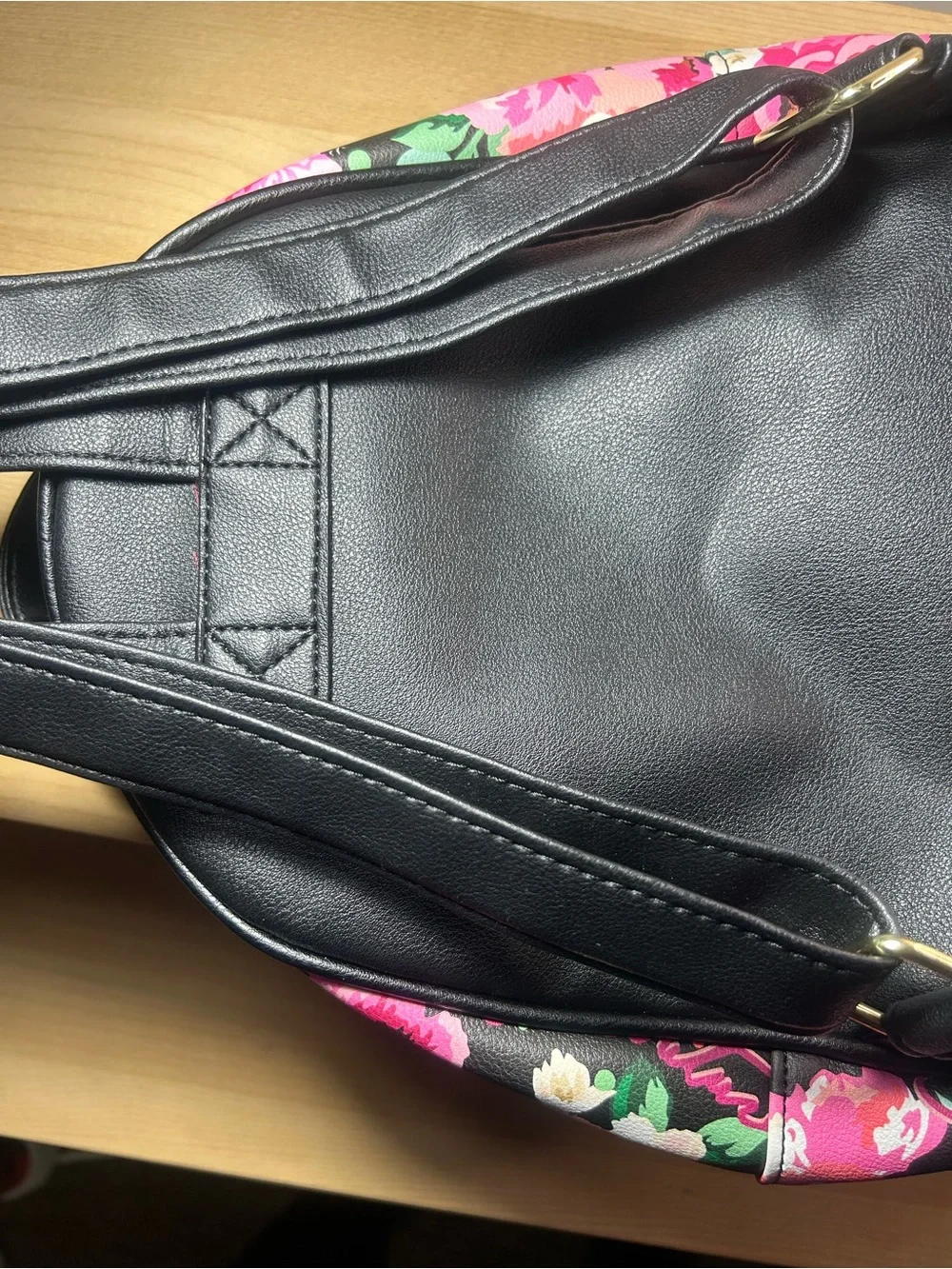 Juicy Couture Black Floral Mini Backpack with Pink Roses